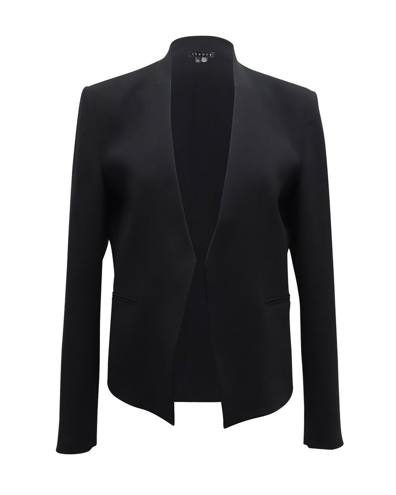 Theory Collarless Blazer in Black Triacetate