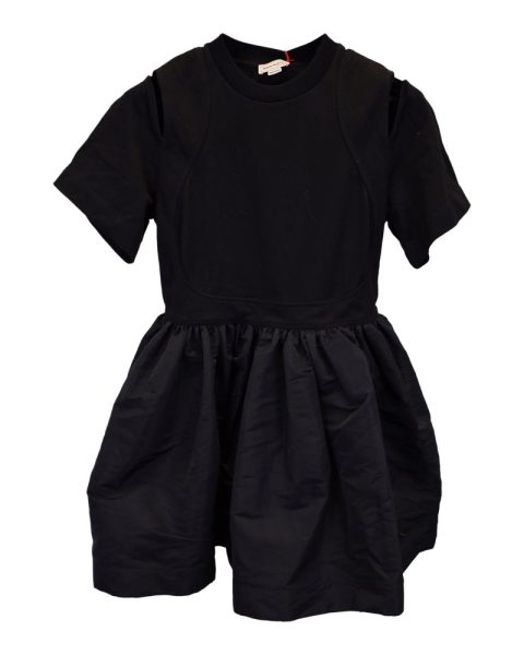 Alexander McQueen Gathered Mini Dress in Black Cotton 7748806443068