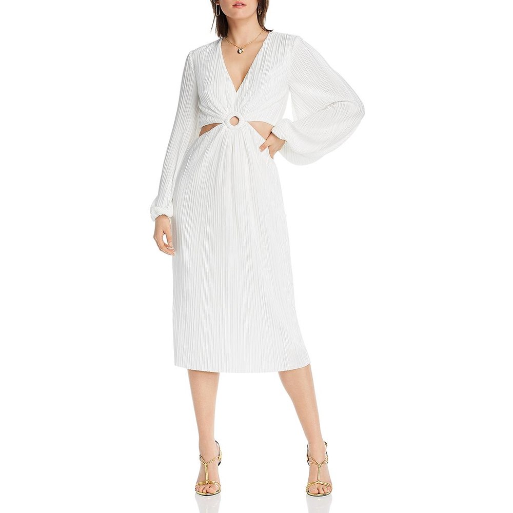 Cut-Out V-Neck Midi Dress