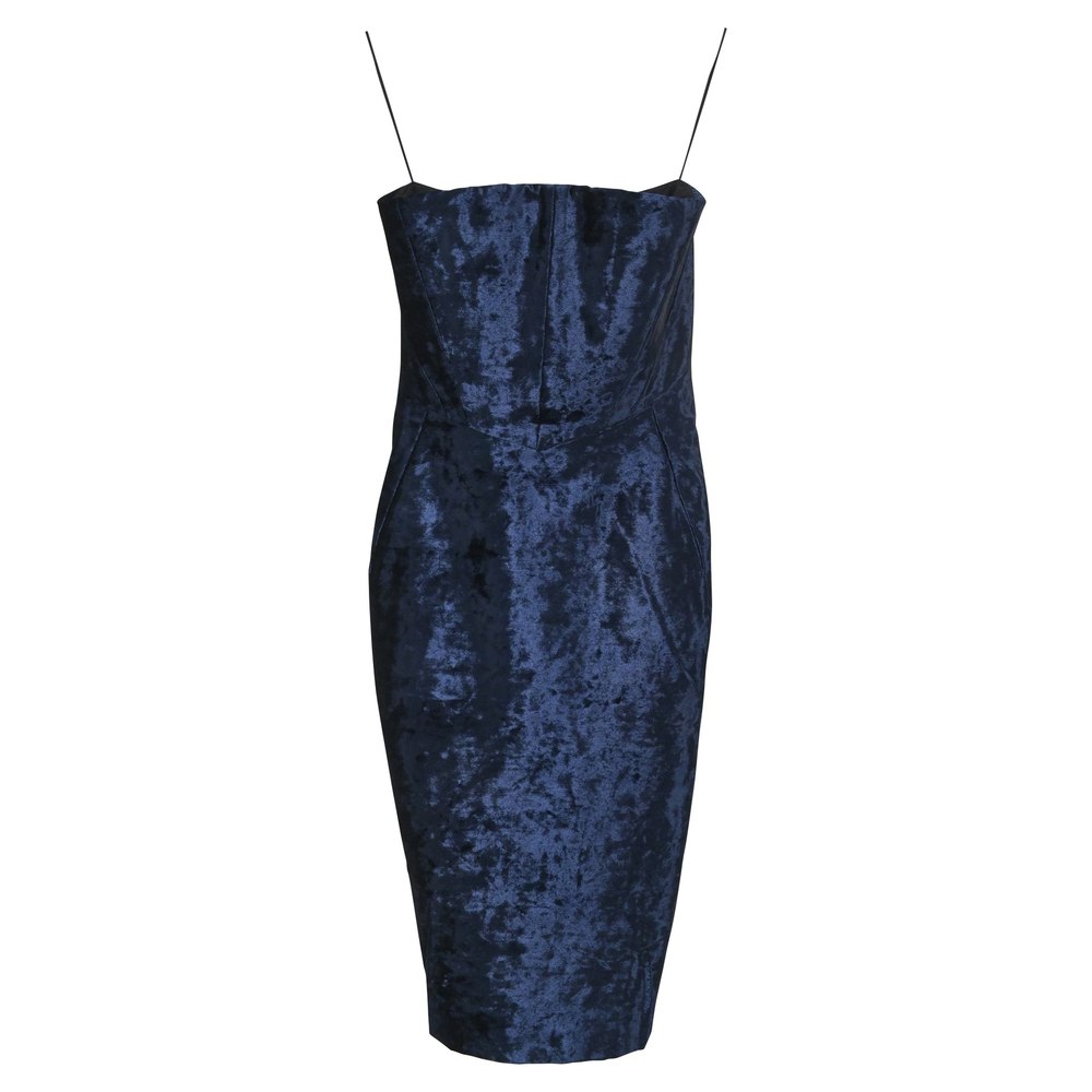 Acne Studios Strapless Midi Dress in Blue Velvet 7748805034044