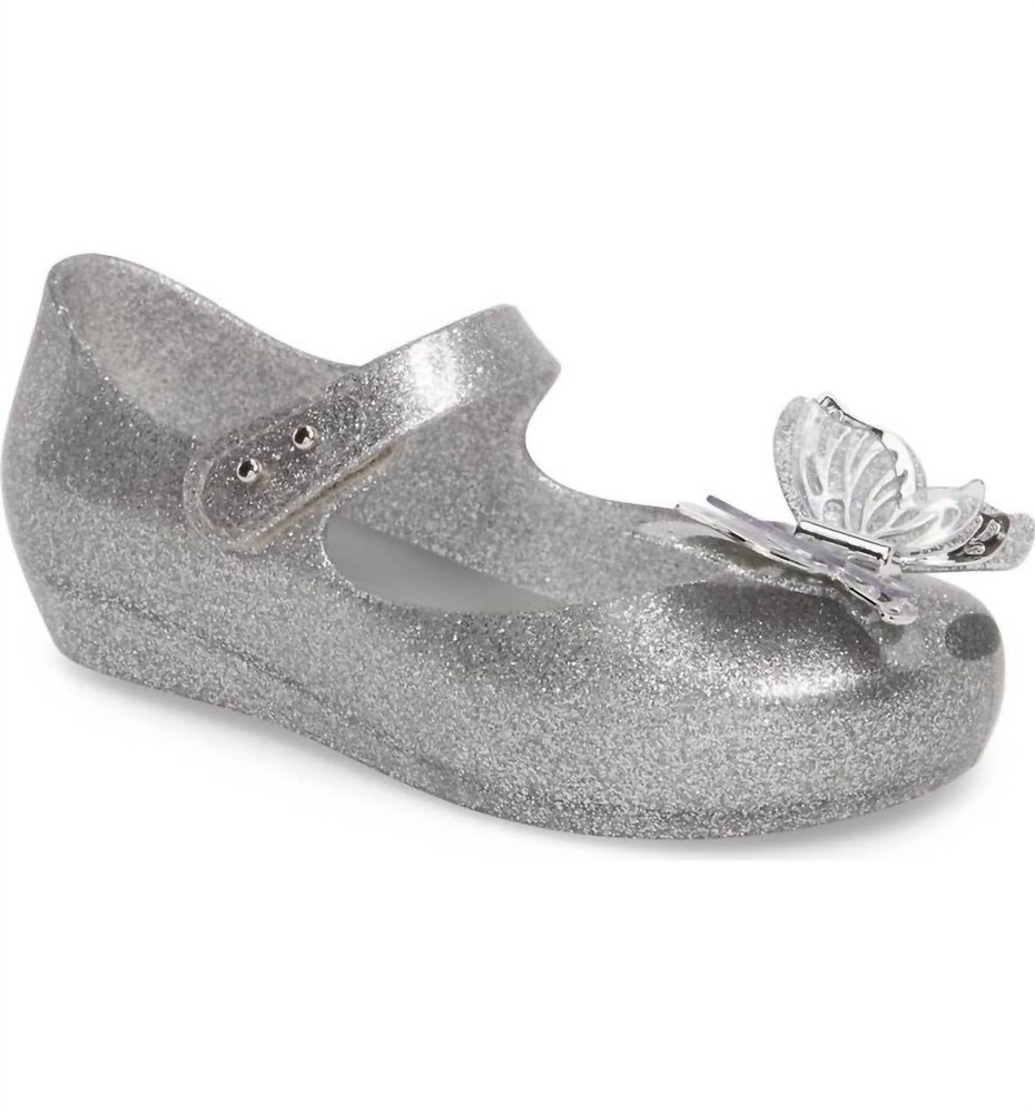Kids Ultragirl Fly Sandals In Shiny Silver Glitter