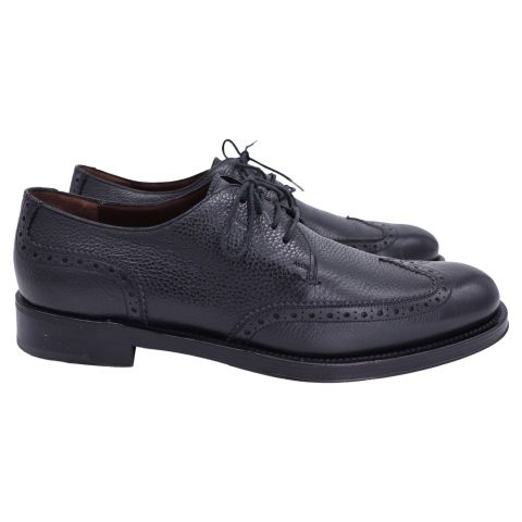 Salvatore Ferragamo Textured Lace-Up Oxfords in Black Leather 7748871520316