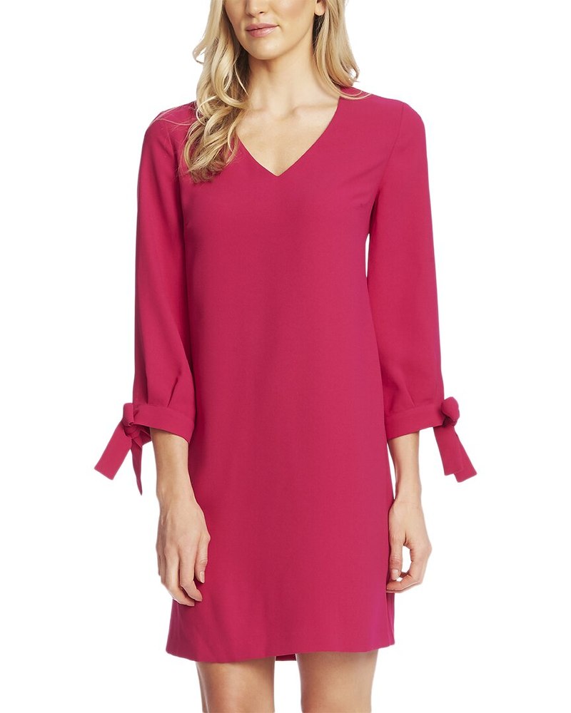 Cece 3/4 Tie Sleeve V-Neck Dress