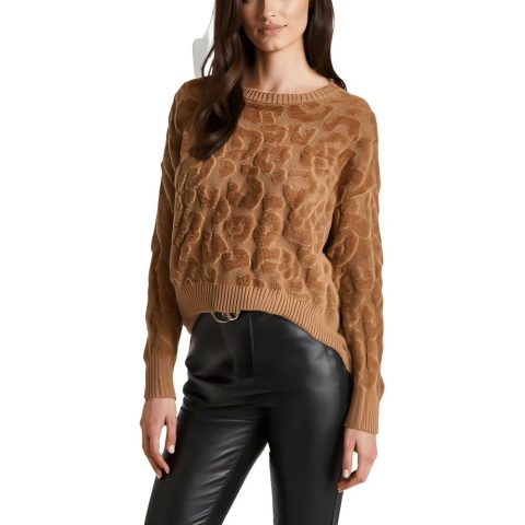 Animal Print Chenille Pullover Sweater