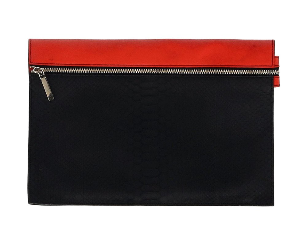 Victoria Beckham Two Tone Clutch in Red Leather