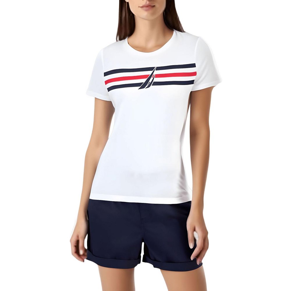 Sailboat Stripe Logo Cotton Graphic T-Shirt