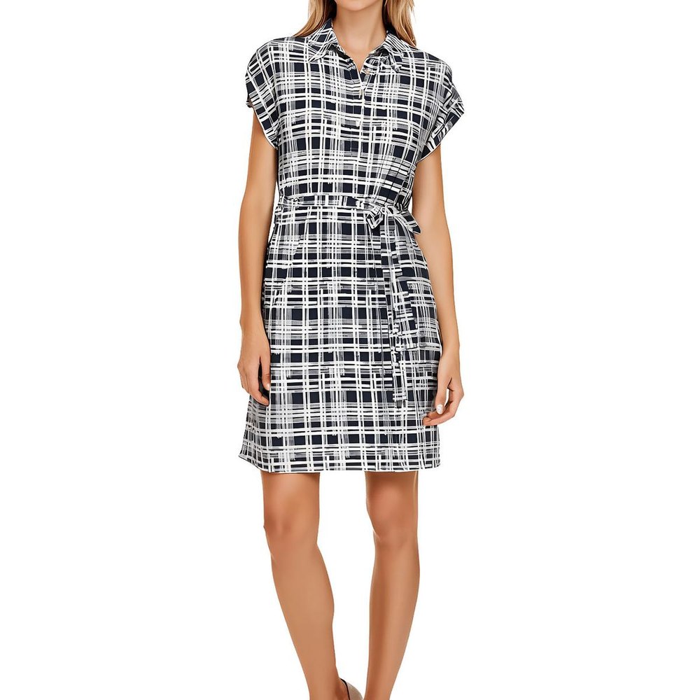 Plus Plaid Short Sleeve Shirtdress