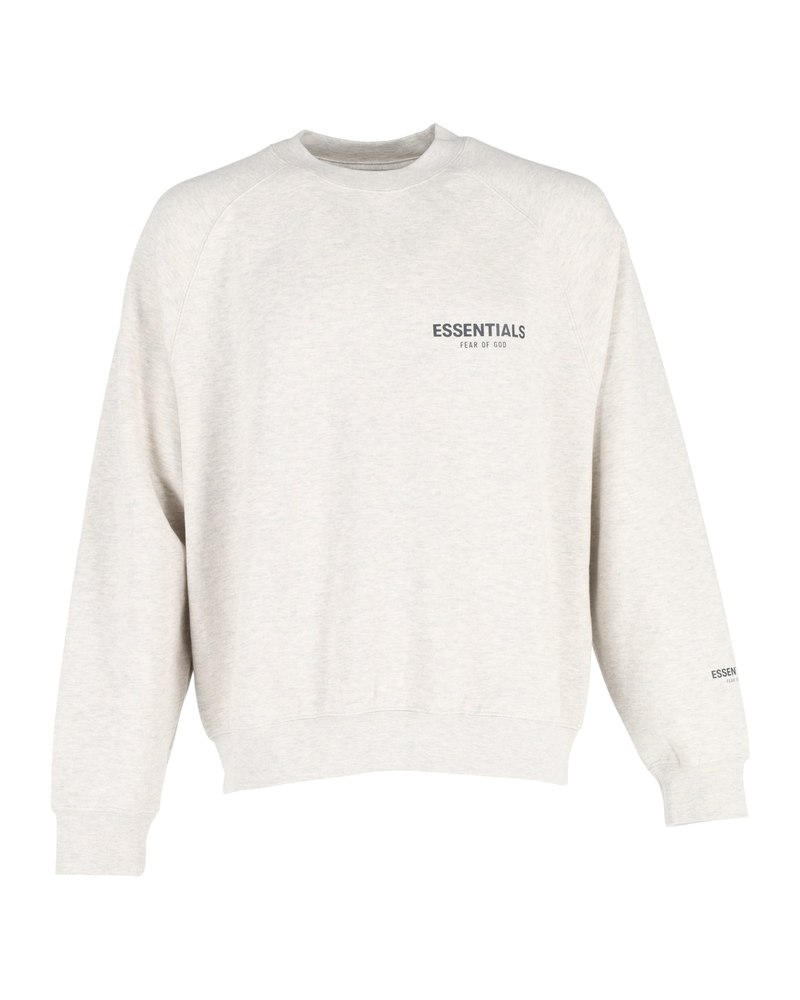 Fear Of God Essentials Logo Print Jersey Sweatshirt in Light Grey Cotton 7748912283708