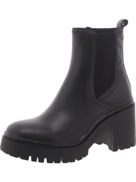 Womens Leather Lugged Sole Ankle Boots