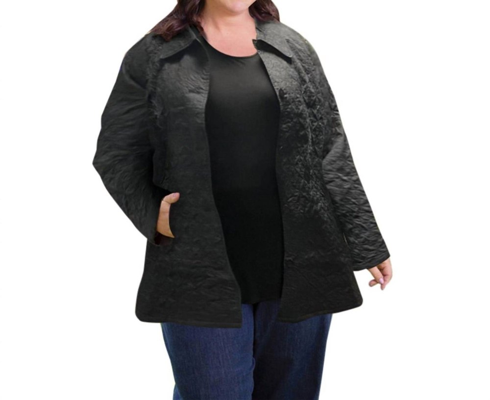 Cotton Quilted Swing Coat – Plus Size In Black