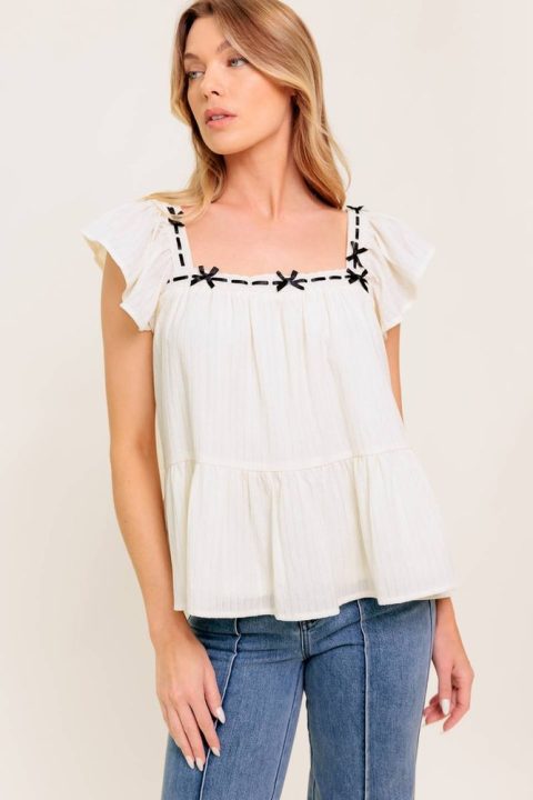 CELESTIAL CRUSH CREAM WOVEN TOP