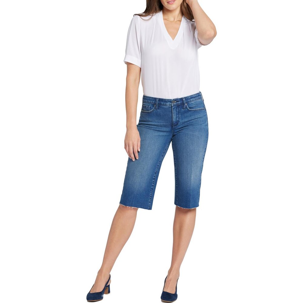 Kristie Raw Hem Denim Bermuda Shorts