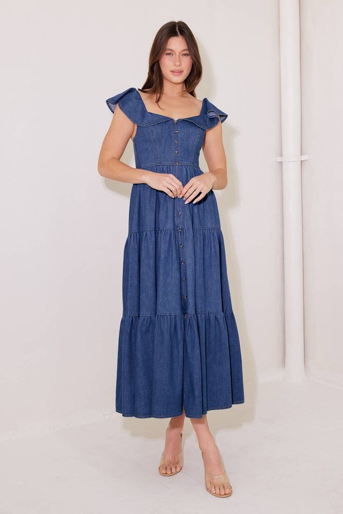 ONCE UPON A TIME DENIM BLUE MIDI DRESS