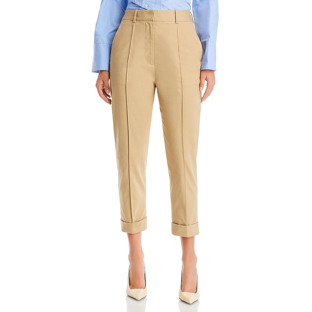 Pleated Rolled Cuff Cropped Pants