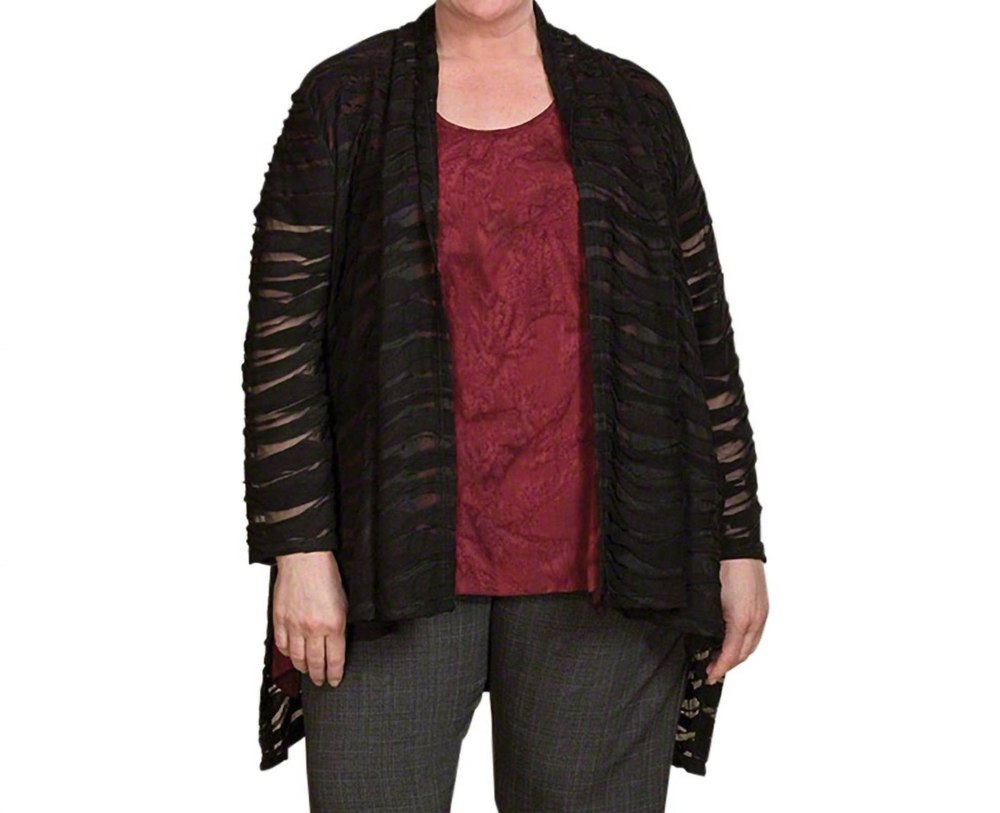 Textured Shawl Collar Jacki Wave Jacket – Plus Size In Black