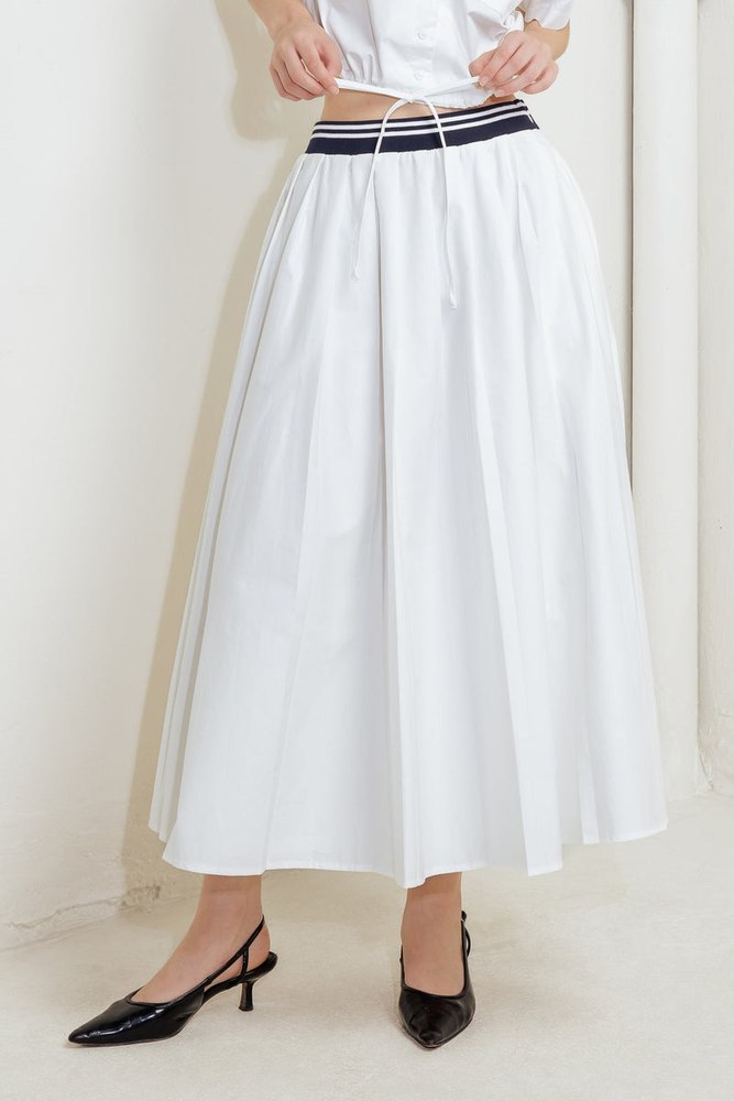 COASTAL COLLAR WOVEN MIDI SKIRT