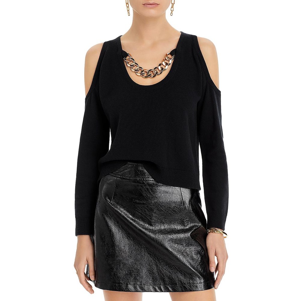 Indy Cold Shoulder Chain Pullover Sweater