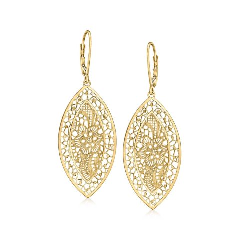 Ross-Simons Italian 18kt Yellow Gold Filigree Drop Earrings