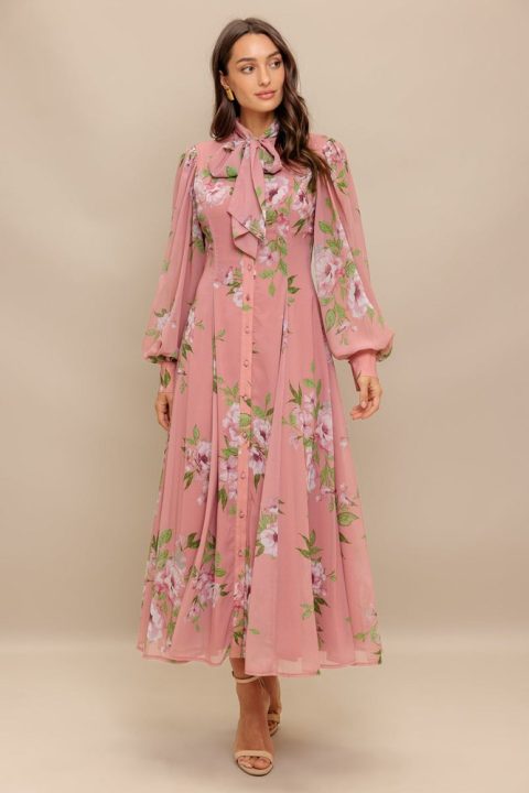 BLUSH BOTANICA WOVEN MIDI DRESS