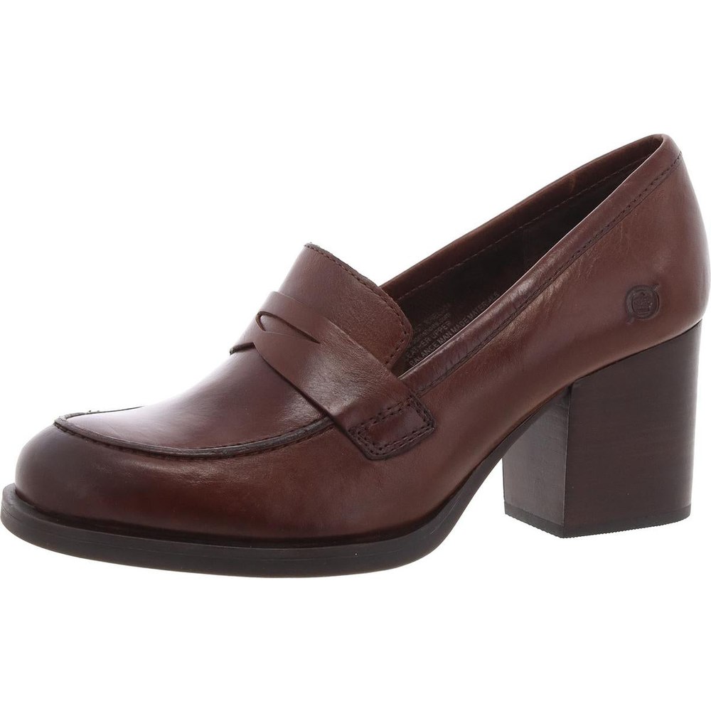Leather Padded Insole Loafer Heels