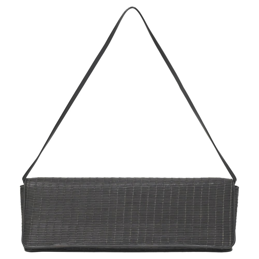 Giorgio Armani Braided Clutch with Shoulder Strap in Black Leather 7764866138172