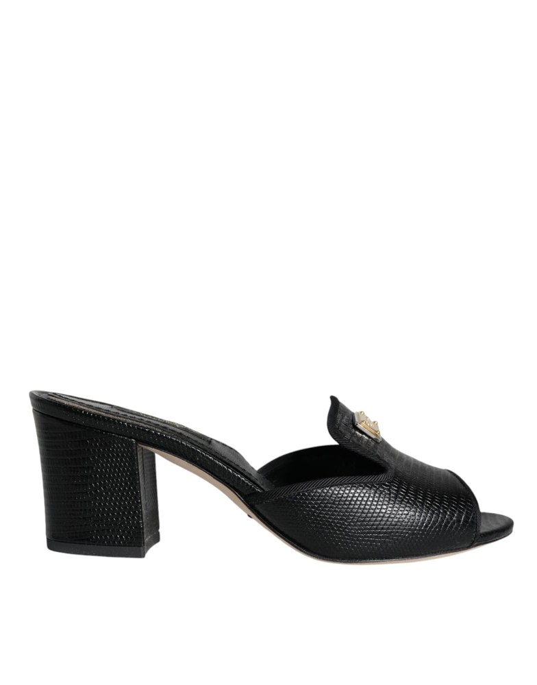 Dolce & Gabbana Logo Plaque Leather Heels Sandals Women’s Shoes (Pre-Owned)