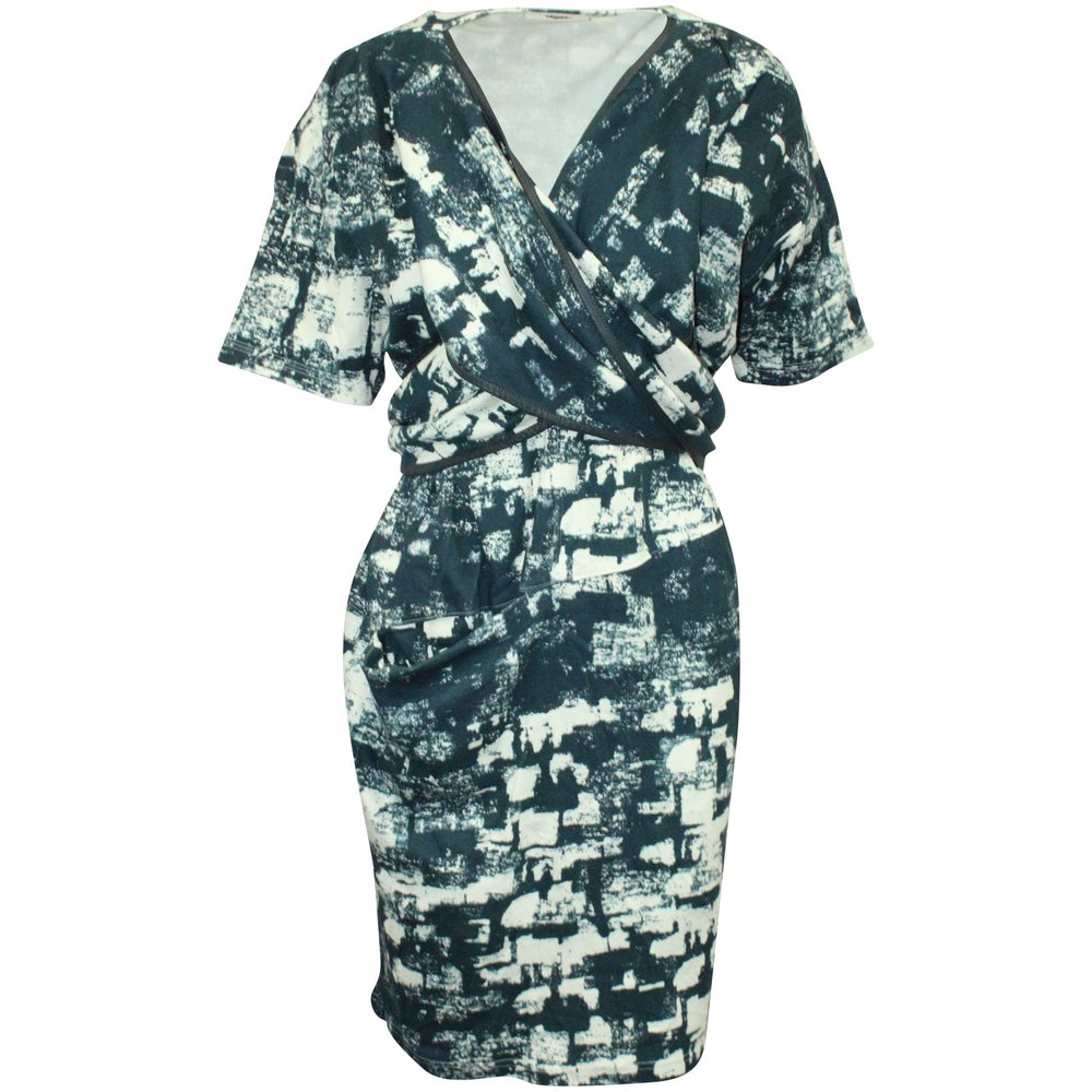 Celine Wrap Midi Dress in Teal Cotton 7764868726844