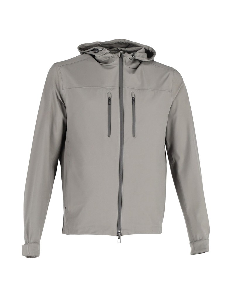 Loro Piana Storm System Hooded Zip Jacket in Grey Polyurethane