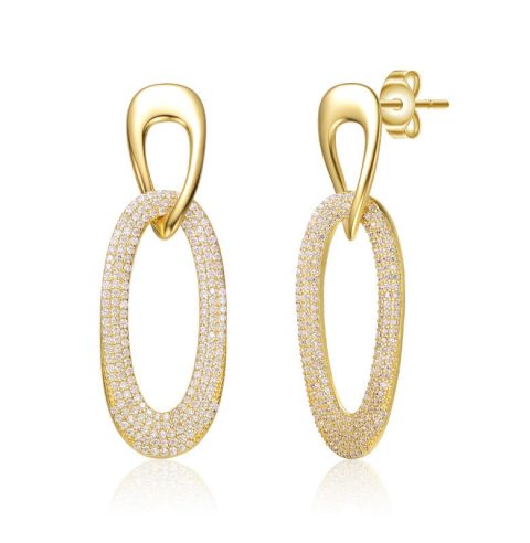 14K Gold Plated with Clear Cubic Zirconia Dangle Earrings 7668167966780