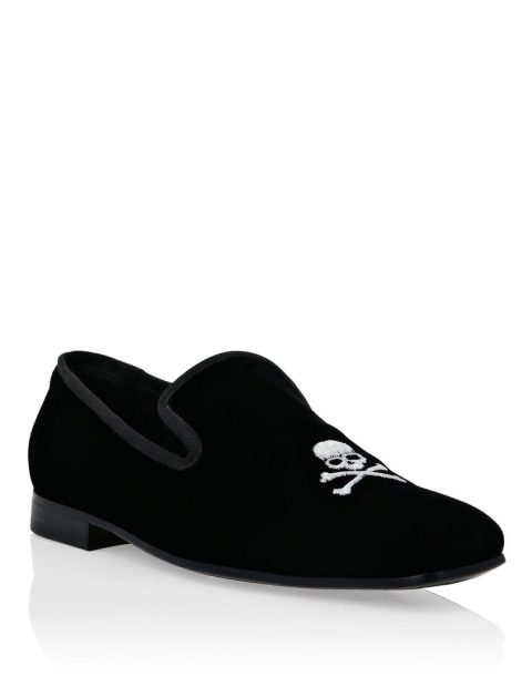 Velvet Loafers Embroidery Skull 7670502490172