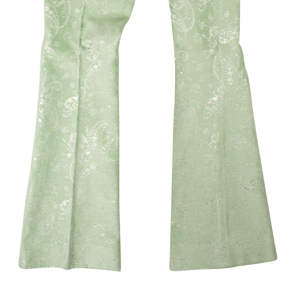 Green Paisley Velvet Glitter Pants