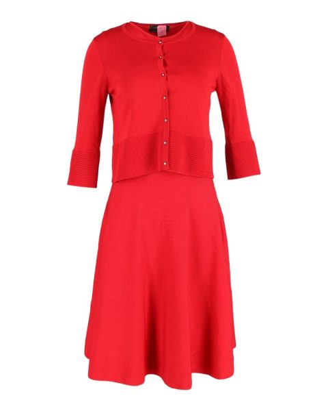 Carolina Herrera Cardigan and Dress Set in Red Viscose