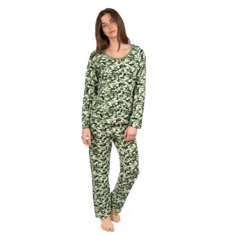 Womens Two Piece Cotton Loose Fit Pajamas Camouflage