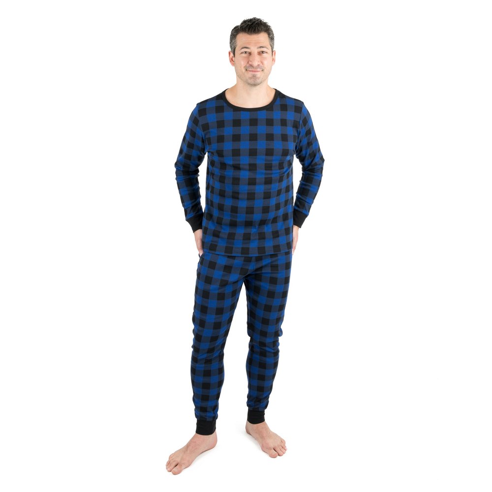 Christmas Mens Two Piece Cotton Pajamas Plaid