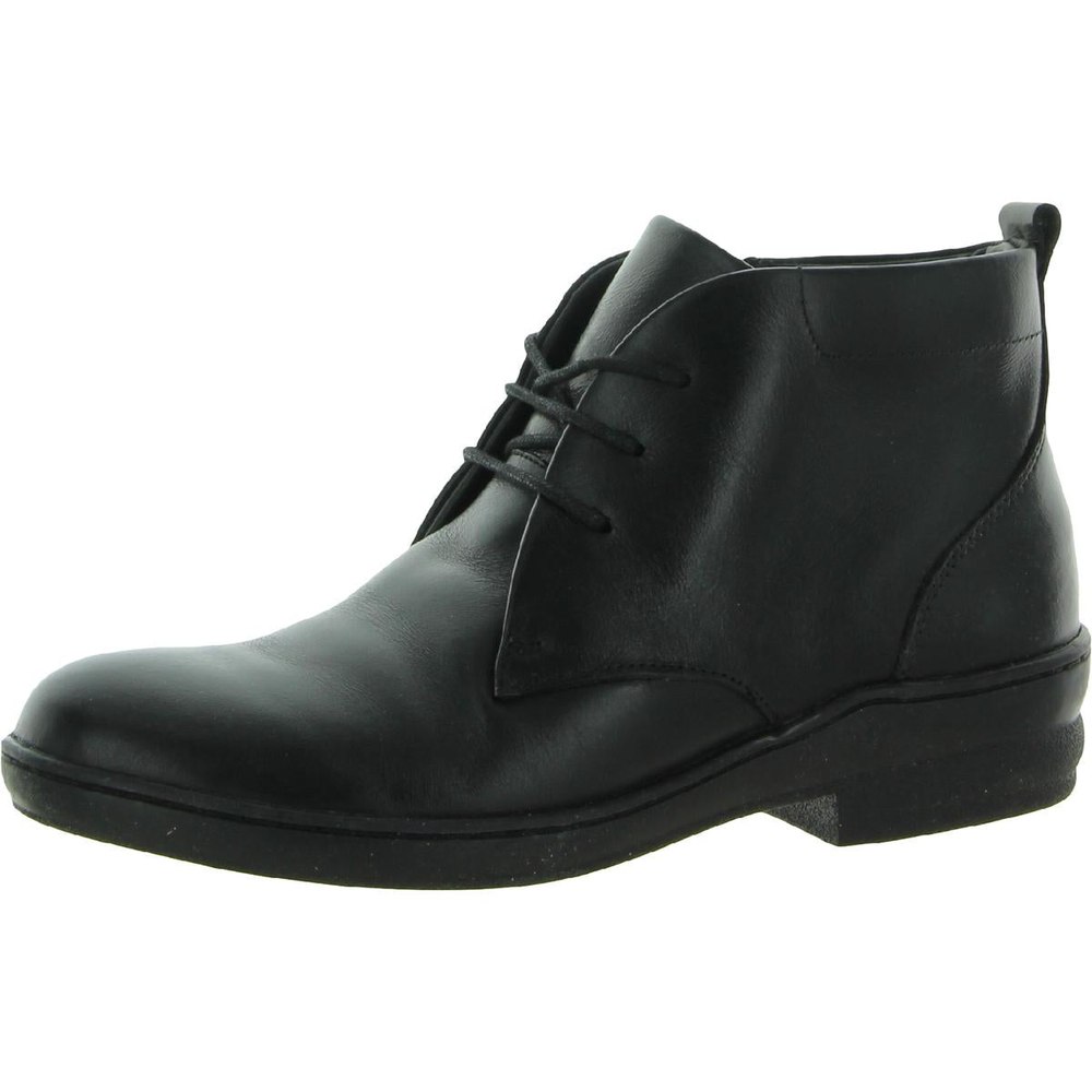 Bank Leather Low Heel Ankle Boots