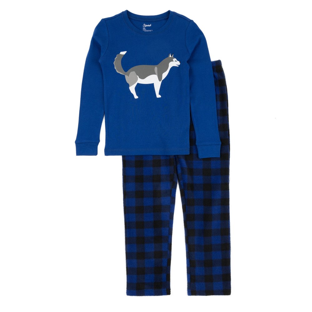 Kids Cotton Top and Fleece Pants Pajamas Husky