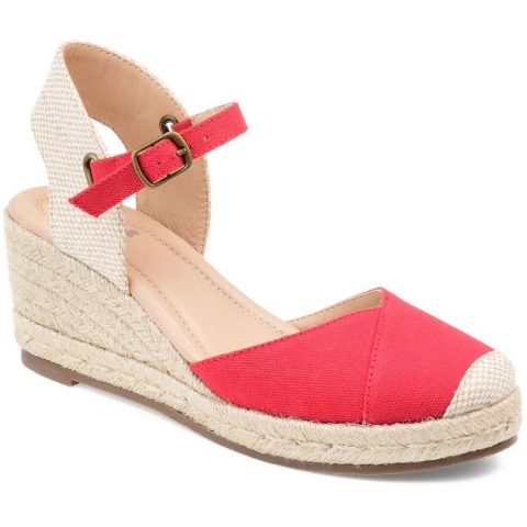 Ashlyn Linen Ankle Strap Wedge Sandals