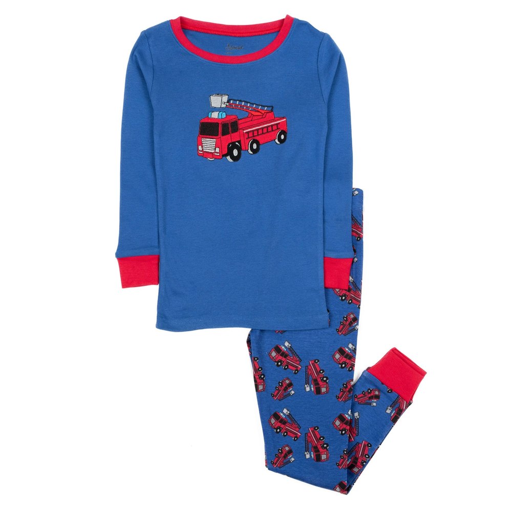 Kids Two Piece Cotton Pajamas Fire Truck