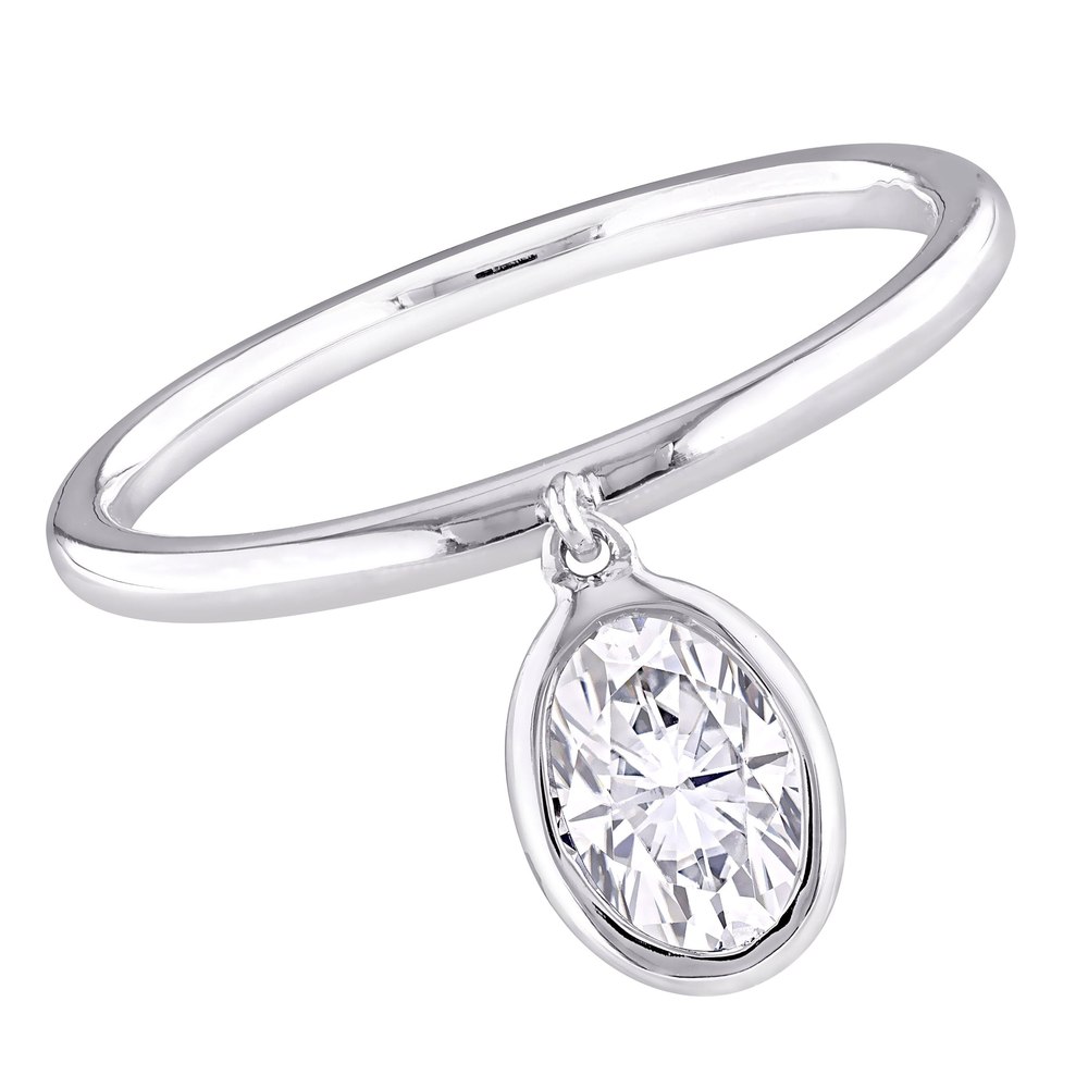 Eternally Yours 1ct DEW Created Moissanite Drop Pendant Ring Sterling Silver 7773774086204