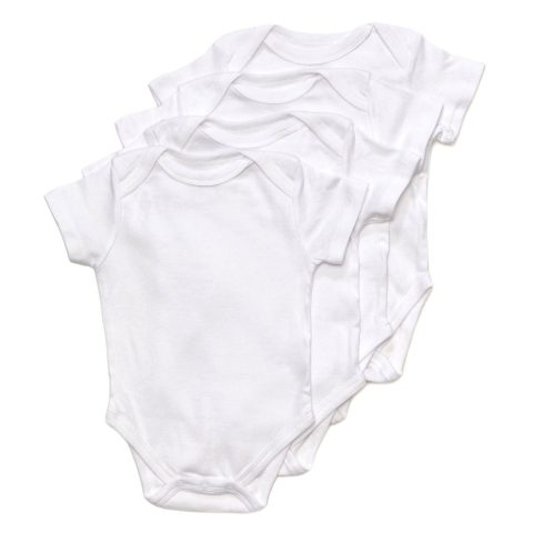 Baby Four Pack Short Sleeve White Bodysuits