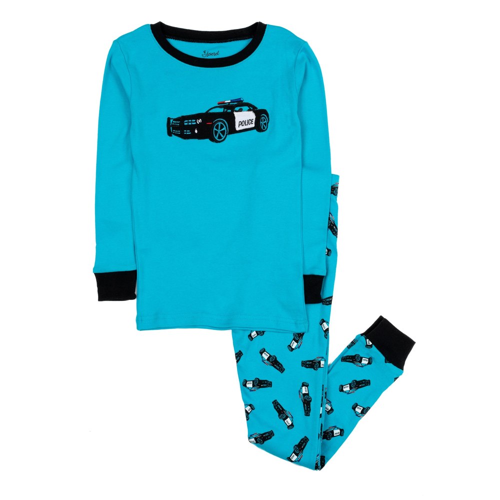 Kids Two Piece Cotton Pajamas Police Car