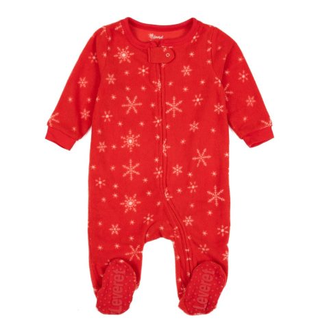 Christmas Kids Footed Fleece Pajamas Snowflake