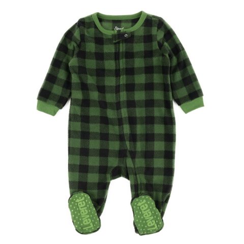Christmas Kids Footed Fleece Pajamas Plaid