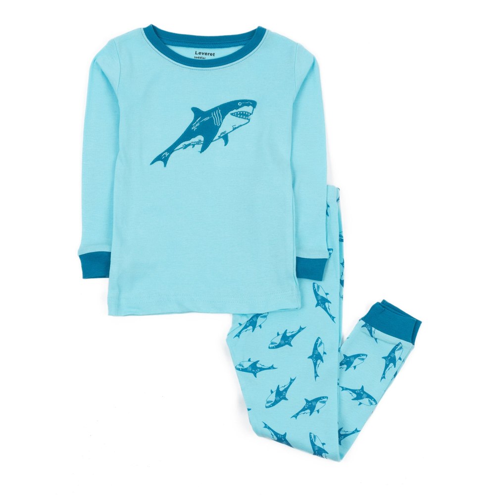 Kids Two Piece Cotton Pajamas Sharks