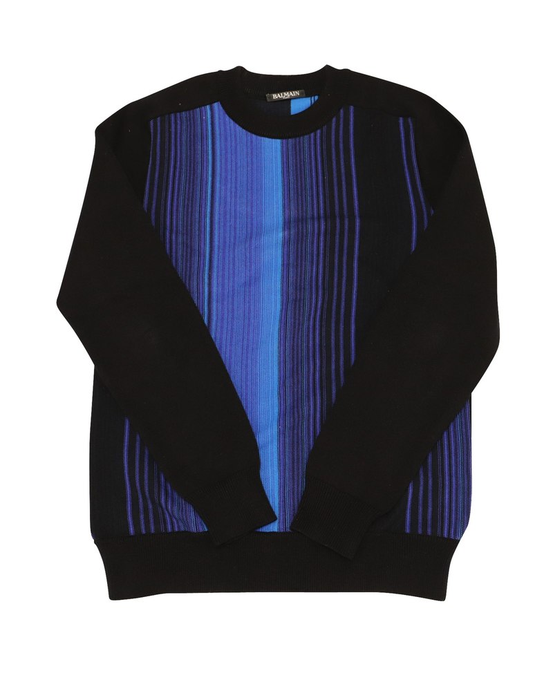 Balmain Tonal Stripe Sweatshirt in Multicolor Cotton 7766485401660