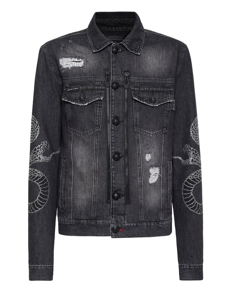 Denim Zip Jacket Snake 7676510240828