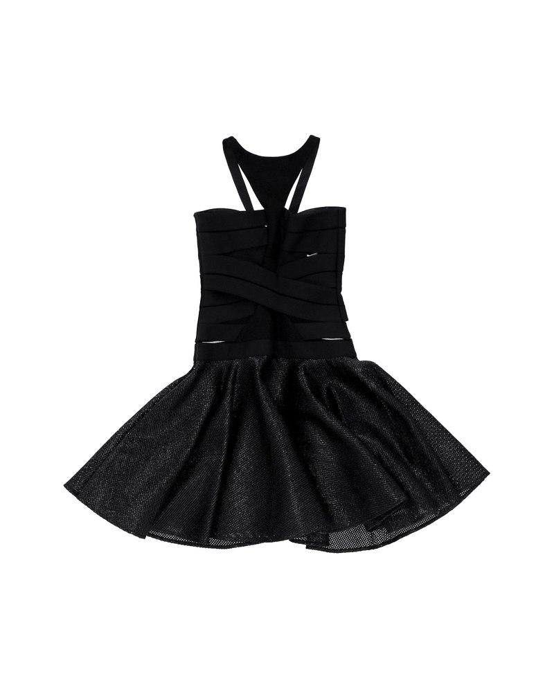 Versace Crisscross Cocktail Dress in Black Cotton 7766490480700