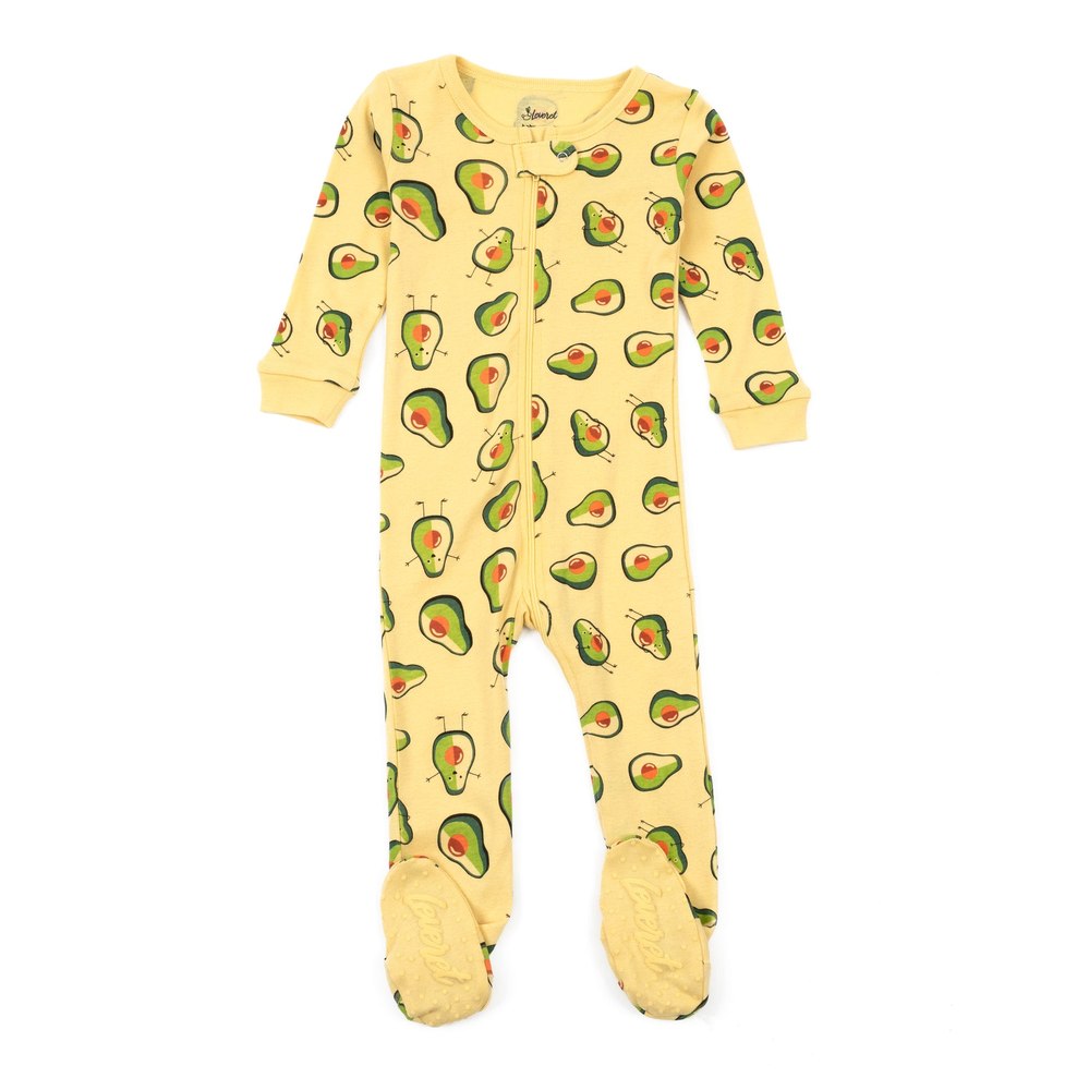 Kids Footed Cotton Pajamas Avocado