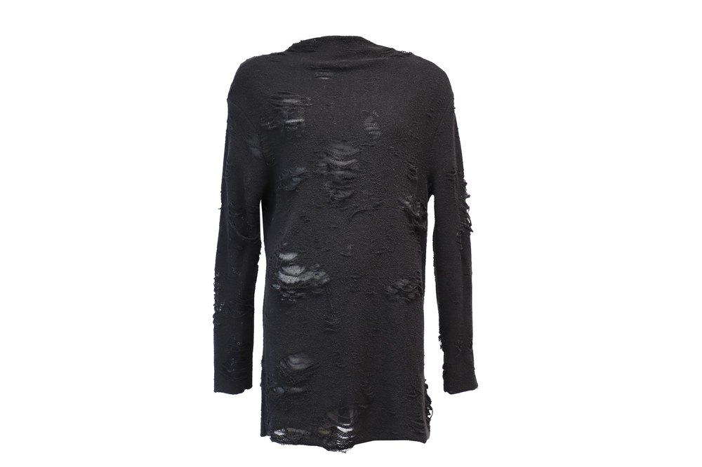 Iro x Anja Rubik Iriza Distressed Dress in Black Cotton 7766496444476