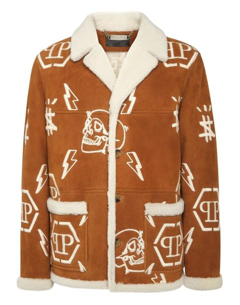 Shearling Long Coat Monogram 7676514271292